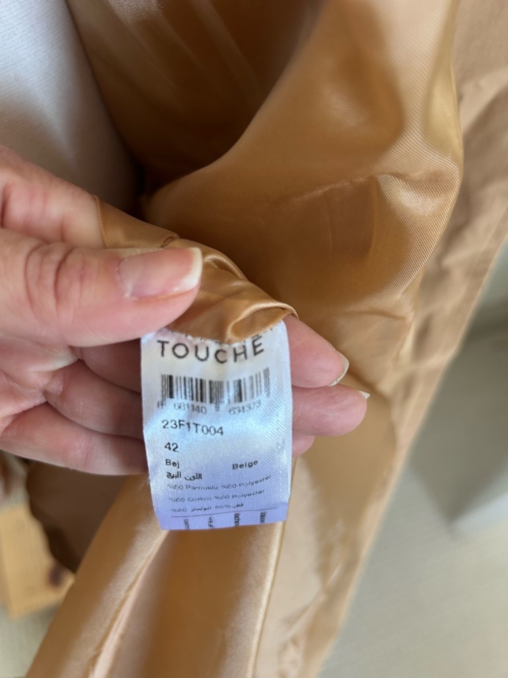 Touchè Colorblock Trench Coat in Camel, Black & Rust Women’s Size 42/US 10 - Picture 14 of 15